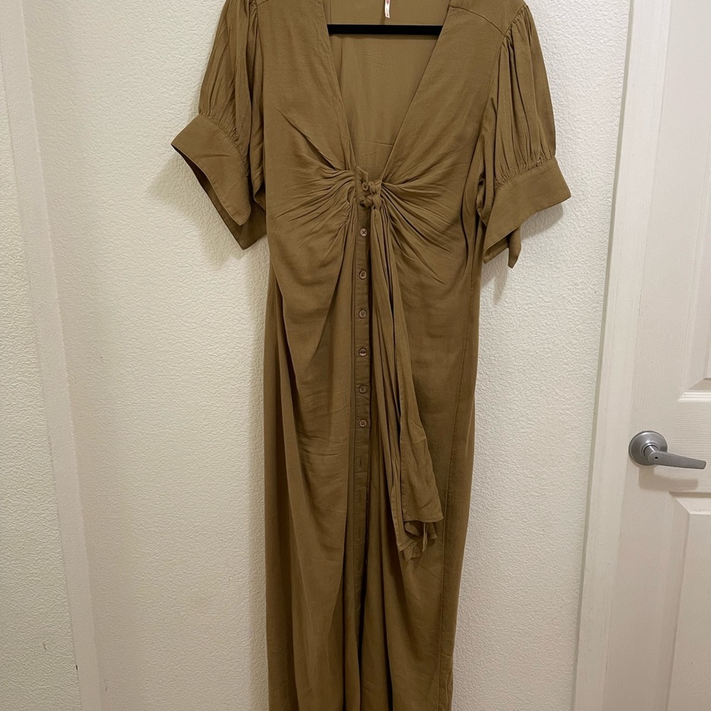 Free People Vintage Summer Midi Dress | size: M ; color: Tropical Nut